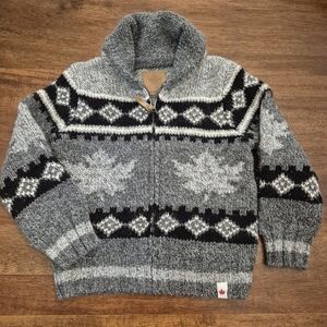 Canadiana Boys Soft Grey Knit Zip Sweater Size 3T